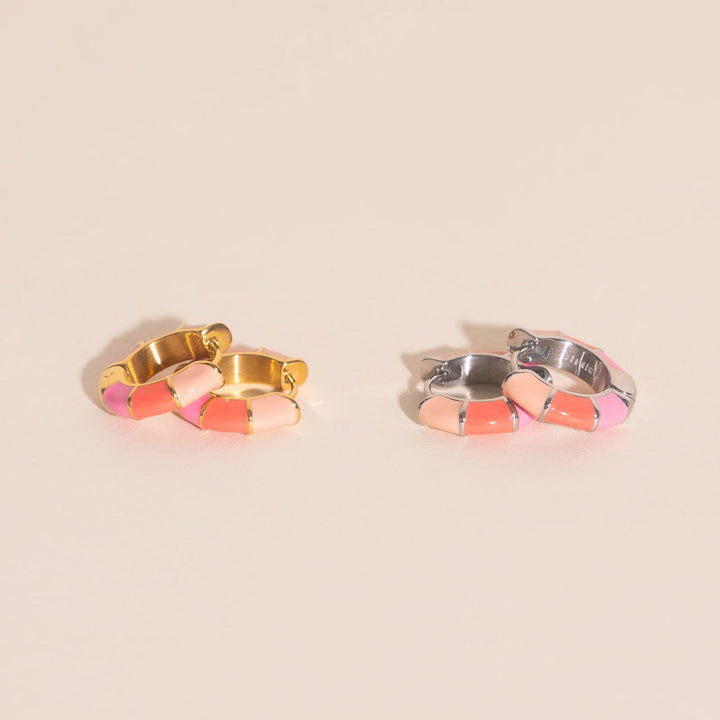 Color Block Chunky Rounded Huggie Hoop Earrings