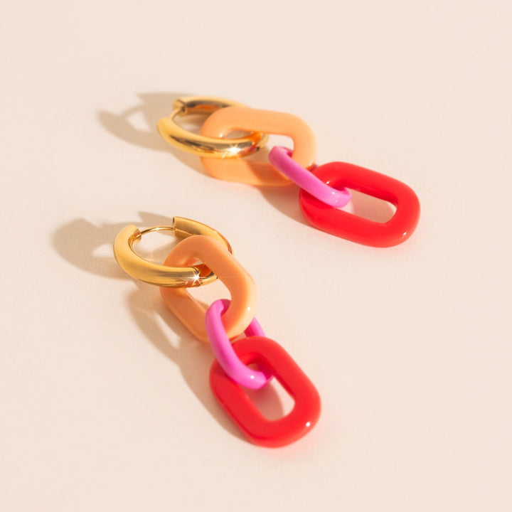 Color Block Acrylic Chain Huggie Hoop Charms