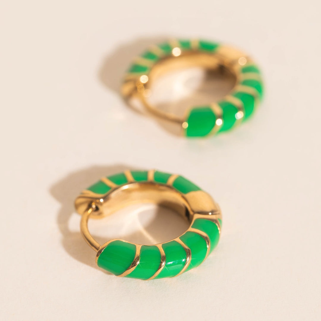 Chunky Rounded Color Huggie Hoop Earrings