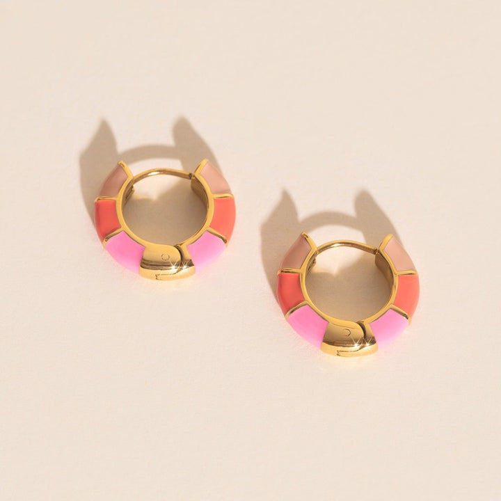 Color Block Chunky Rounded Huggie Hoop Earrings