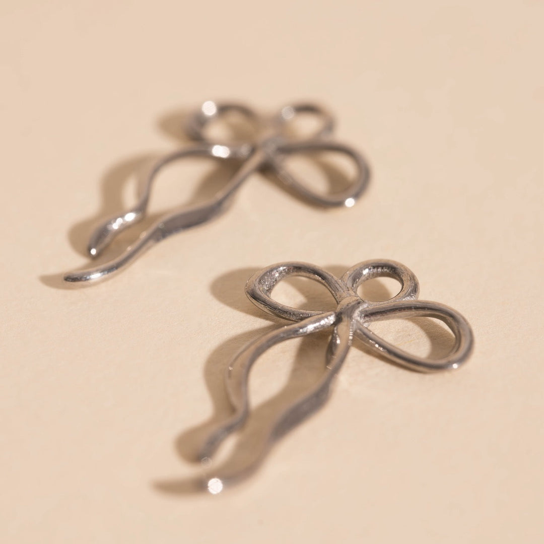 Ribbon Bow Huggie Hoop Charms