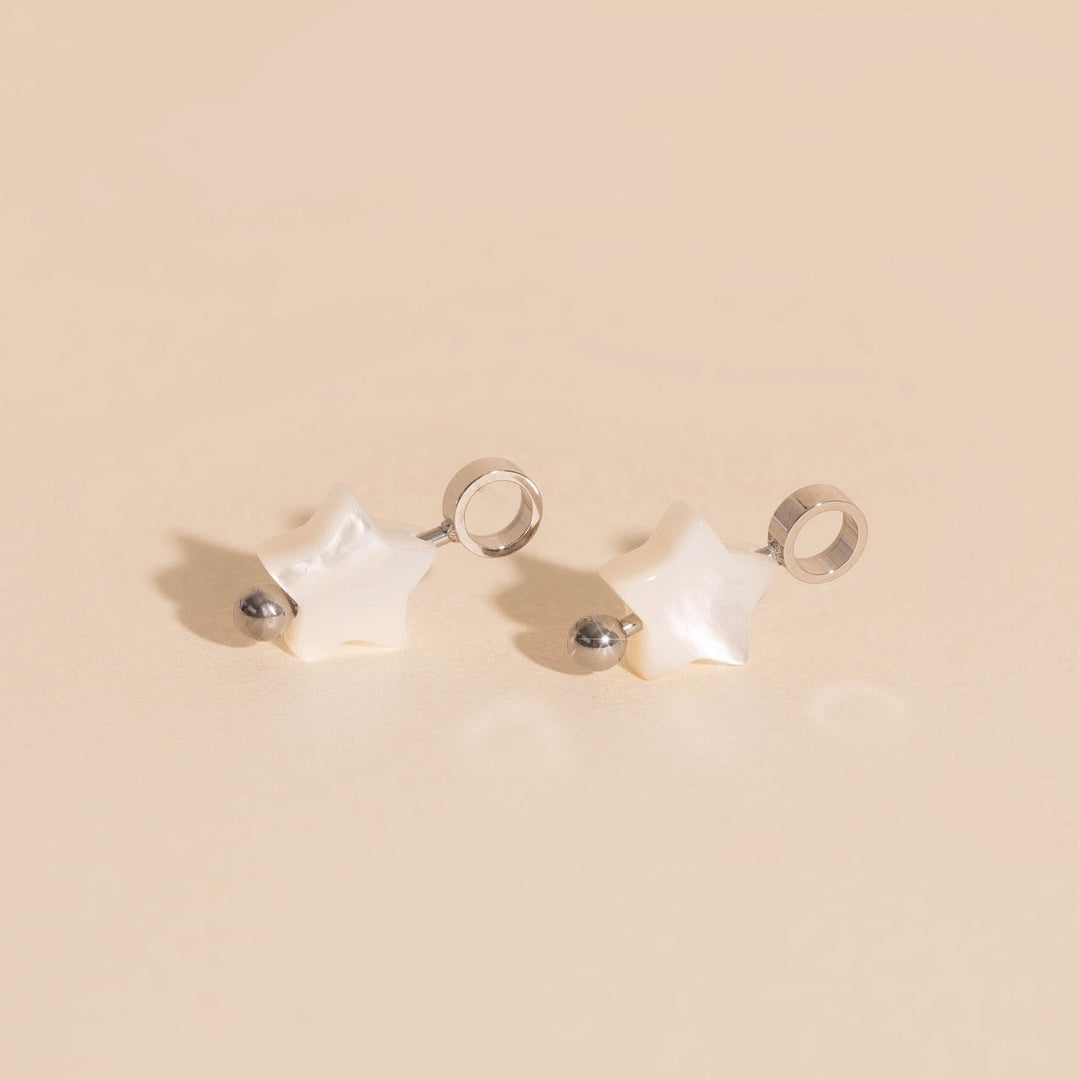 Iridescent Bead Star Huggie Hoop Charms