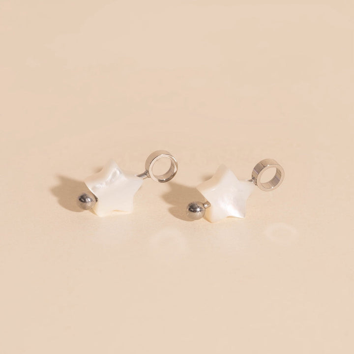 Iridescent Bead Star Huggie Hoop Charms