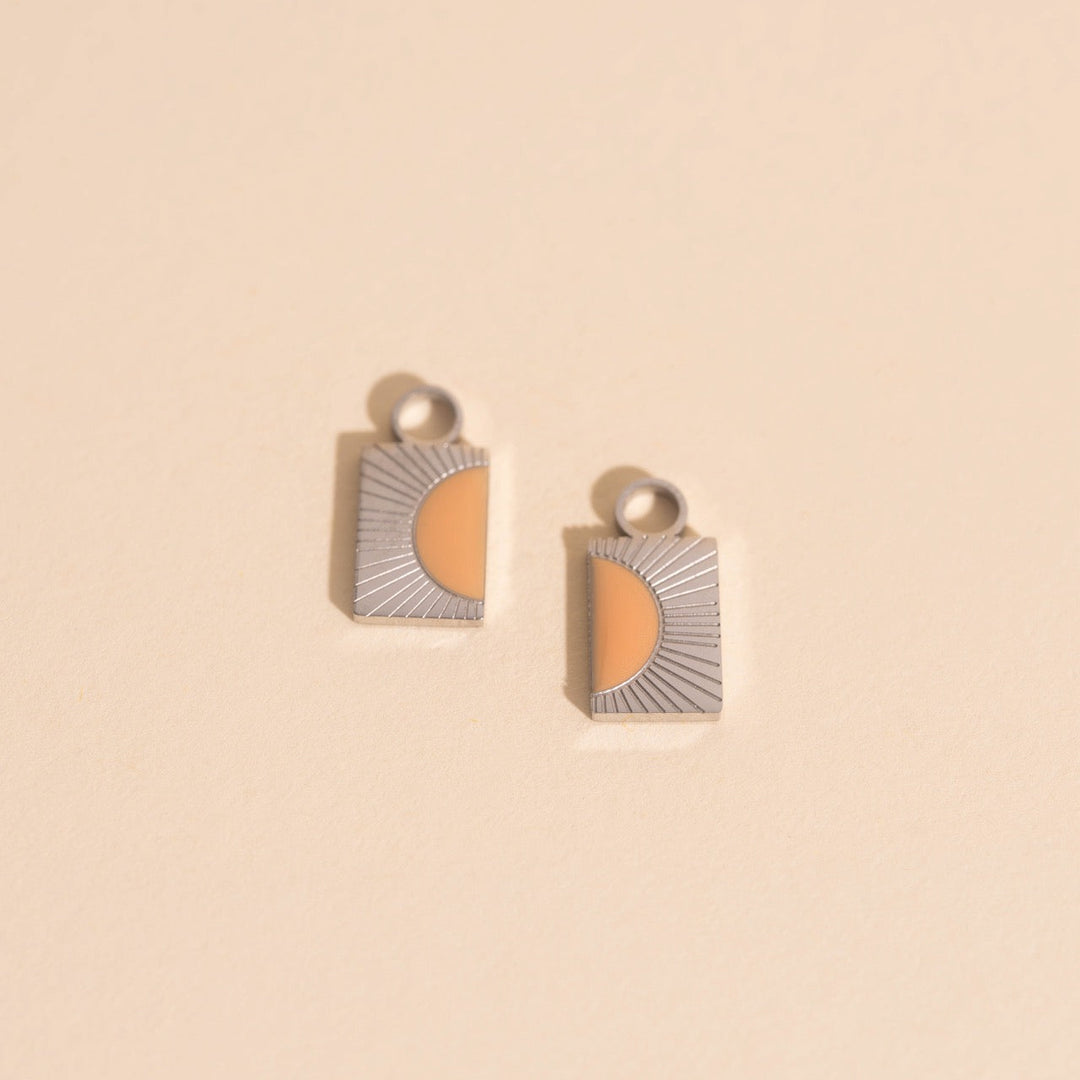 Split Sunburst Huggie Hoop Charms