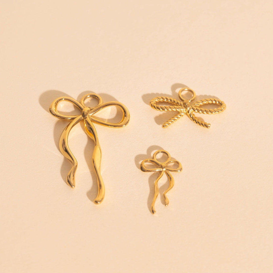 Ribbon Bow Huggie Hoop Charms