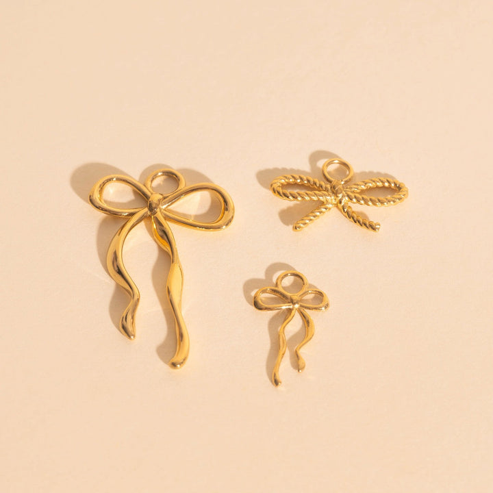 Ribbon Bow Huggie Hoop Charms