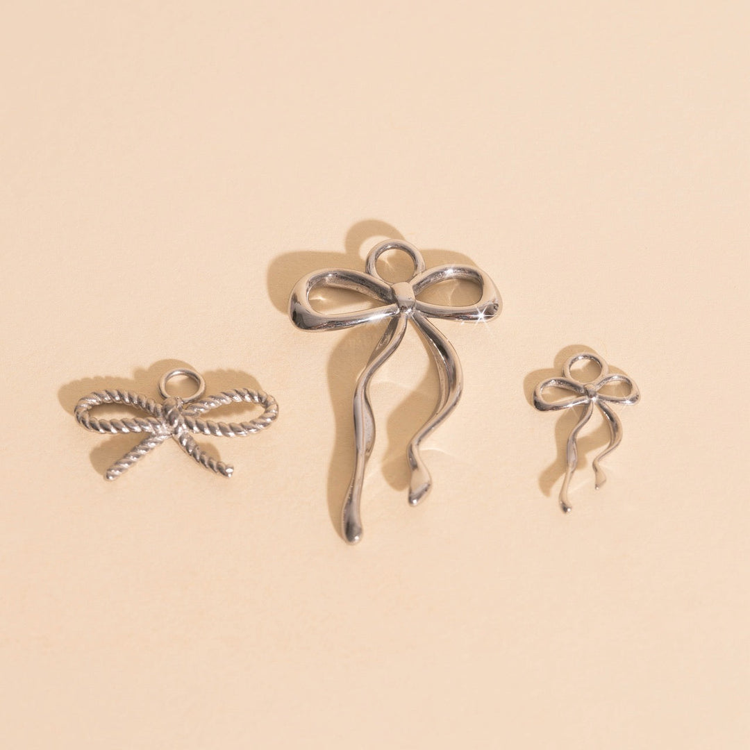 Ribbon Bow Huggie Hoop Charms