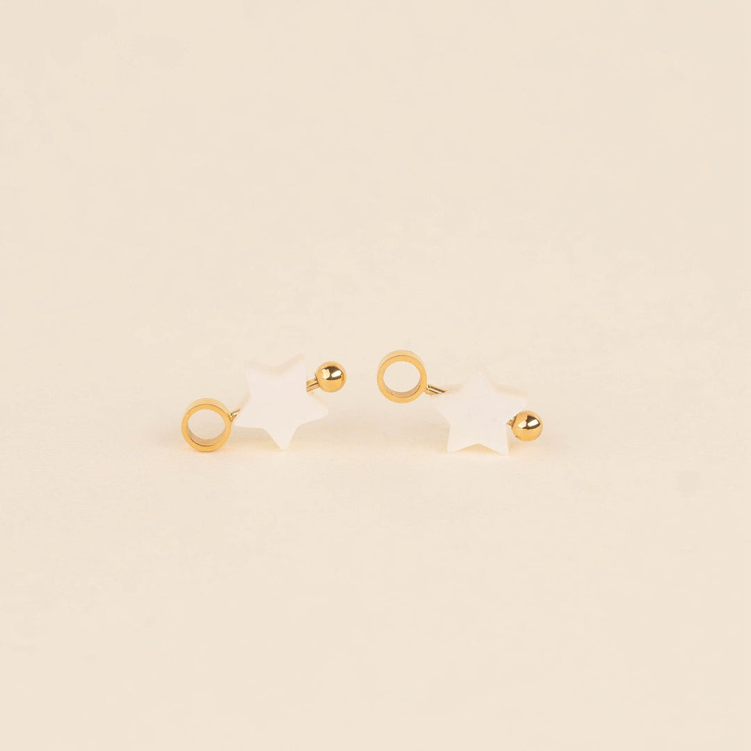 Iridescent Bead Star Huggie Hoop Charms