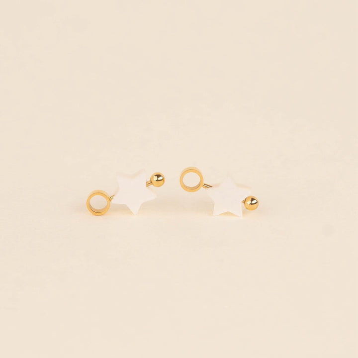 Iridescent Bead Star Huggie Hoop Charms