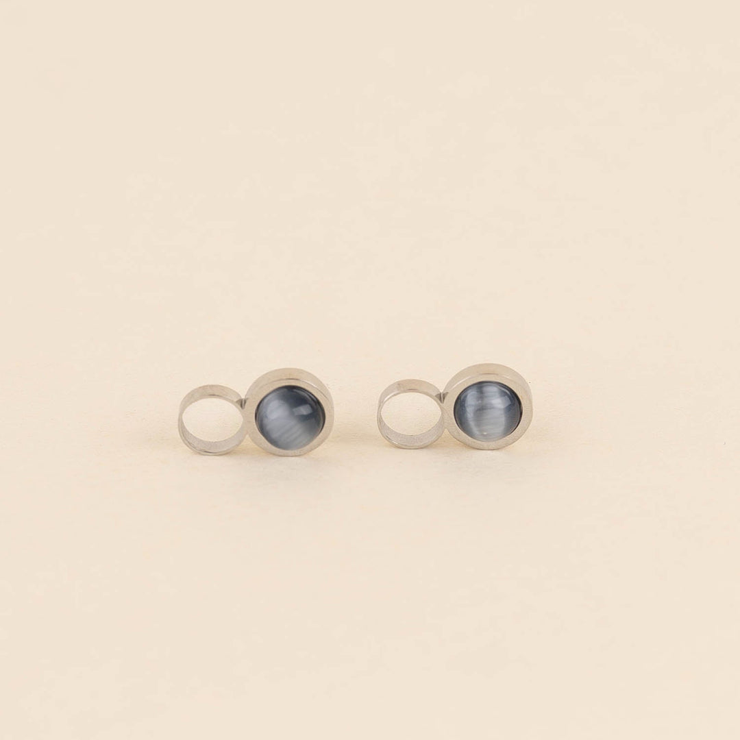 Round Stone Huggie Hoop Charms (Reversible)