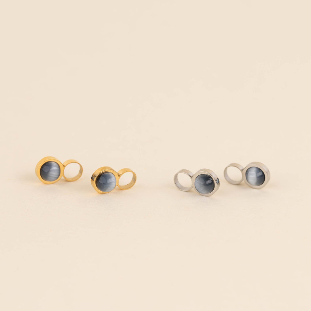 Round Stone Huggie Hoop Charms (Reversible)