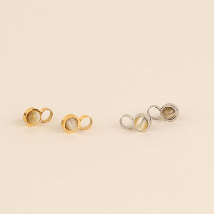 Round Stone Huggie Hoop Charms (Reversible)