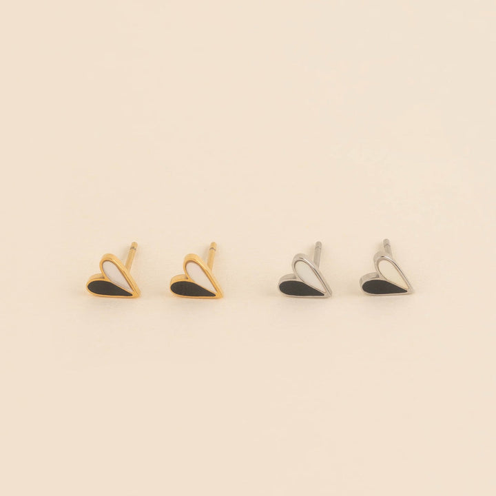 Mini Split Heart Stud Earrings