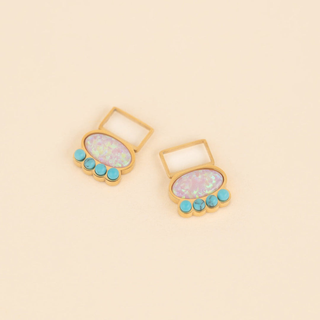 Turquoise Opal Super Chunky Huggie Hoop Charms