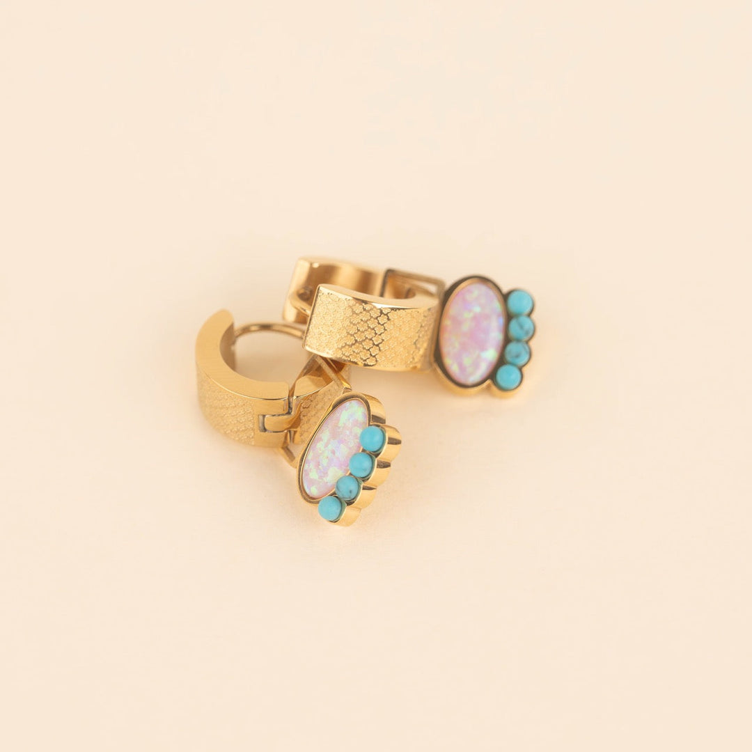 Turquoise Opal Super Chunky Huggie Hoop Charms