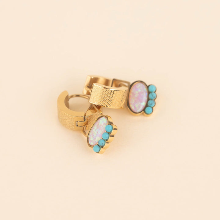 Turquoise Opal Super Chunky Huggie Hoop Charms