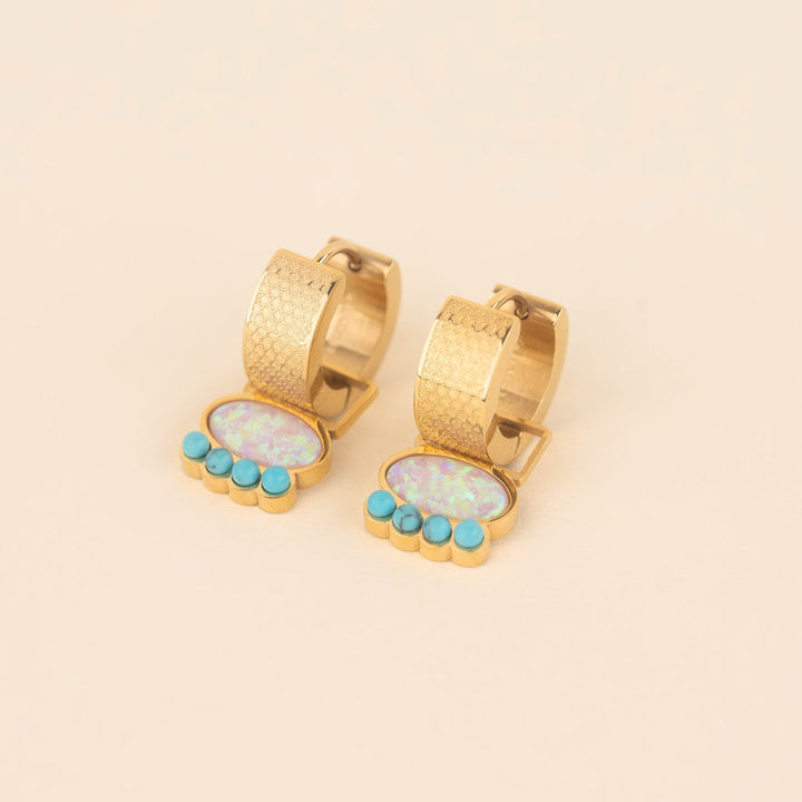 Turquoise Opal Super Chunky Huggie Hoop Charms