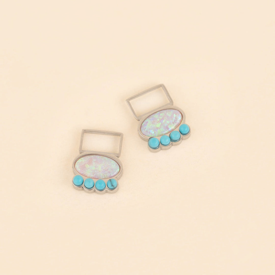 Turquoise Opal Super Chunky Huggie Hoop Charms