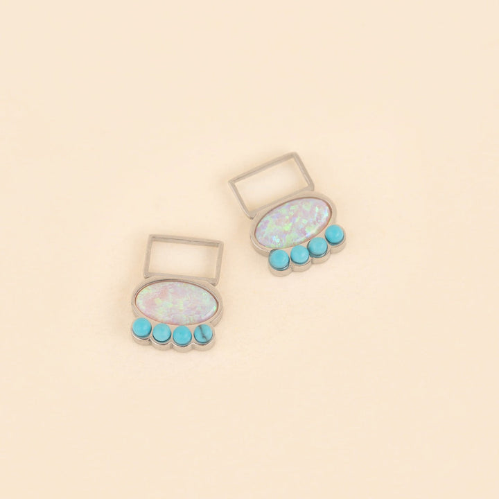 Turquoise Opal Super Chunky Huggie Hoop Charms