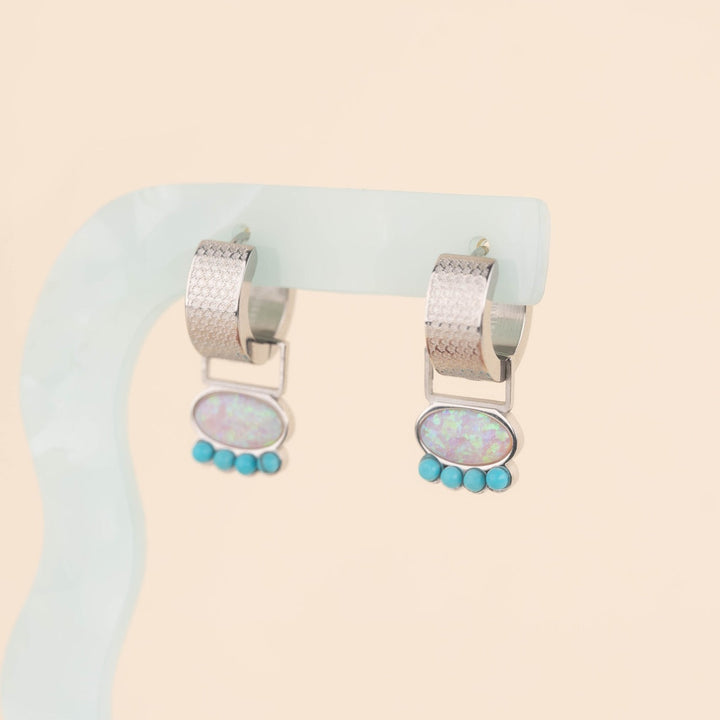 Turquoise Opal Super Chunky Huggie Hoop Charms