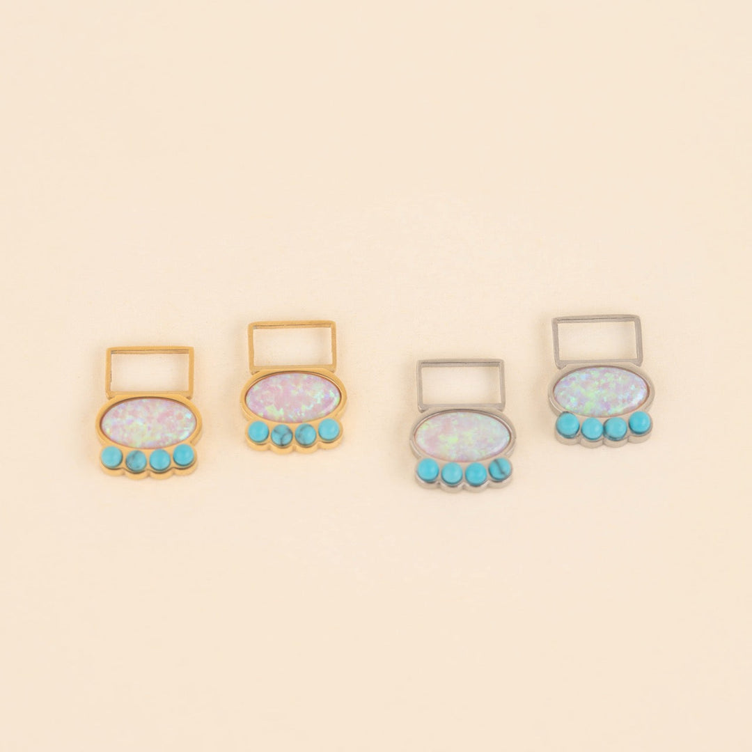 Turquoise Opal Super Chunky Huggie Hoop Charms