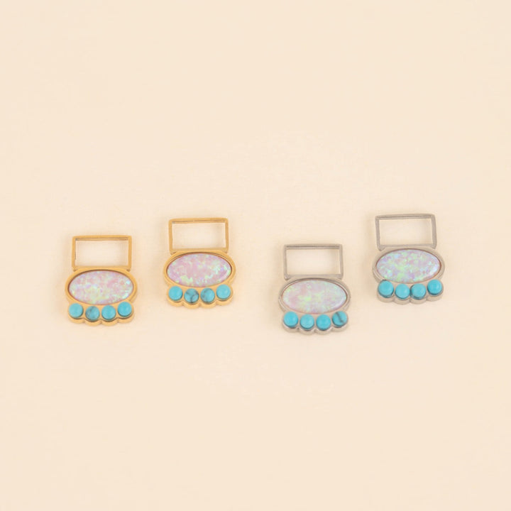 Turquoise Opal Super Chunky Huggie Hoop Charms