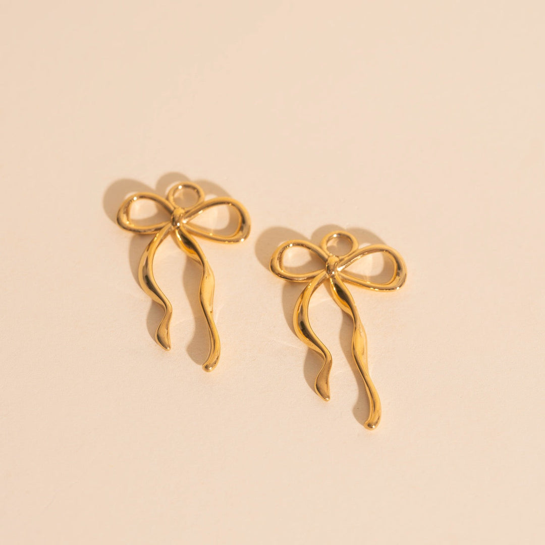 Ribbon Bow Huggie Hoop Charms