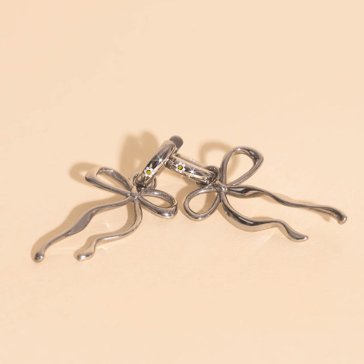 Ribbon Bow Huggie Hoop Charms