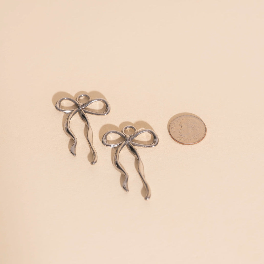 Ribbon Bow Huggie Hoop Charms