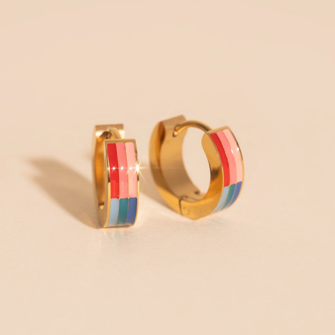 Freedom Stripes Chunky Huggie Hoop Earrings