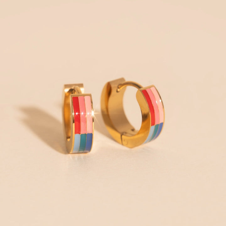 Freedom Stripes Chunky Huggie Hoop Earrings