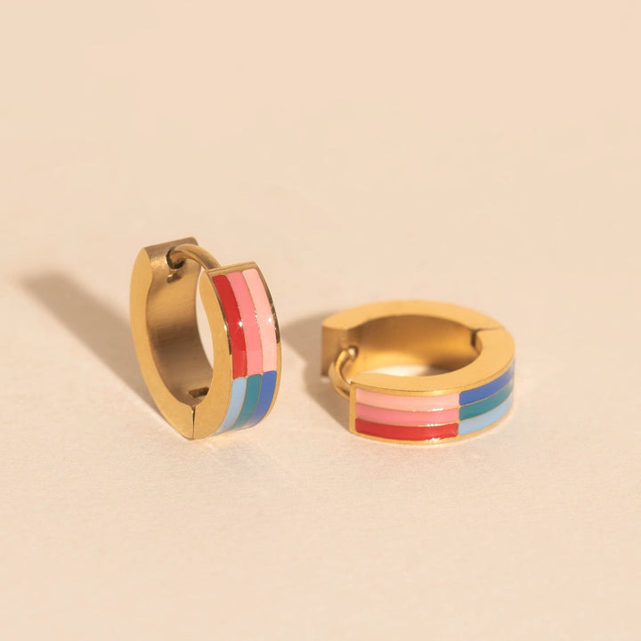 Freedom Stripes Chunky Huggie Hoop Earrings