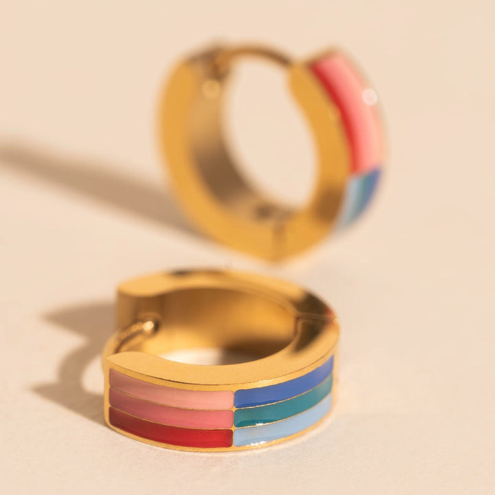 Freedom Stripes Chunky Huggie Hoop Earrings
