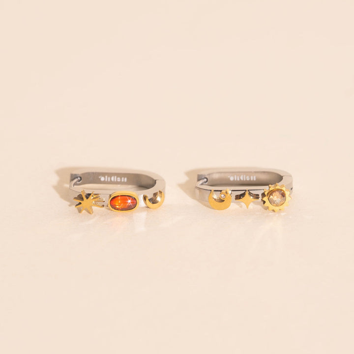 Celestial Oblong 3D Huggie Hoop Earrings