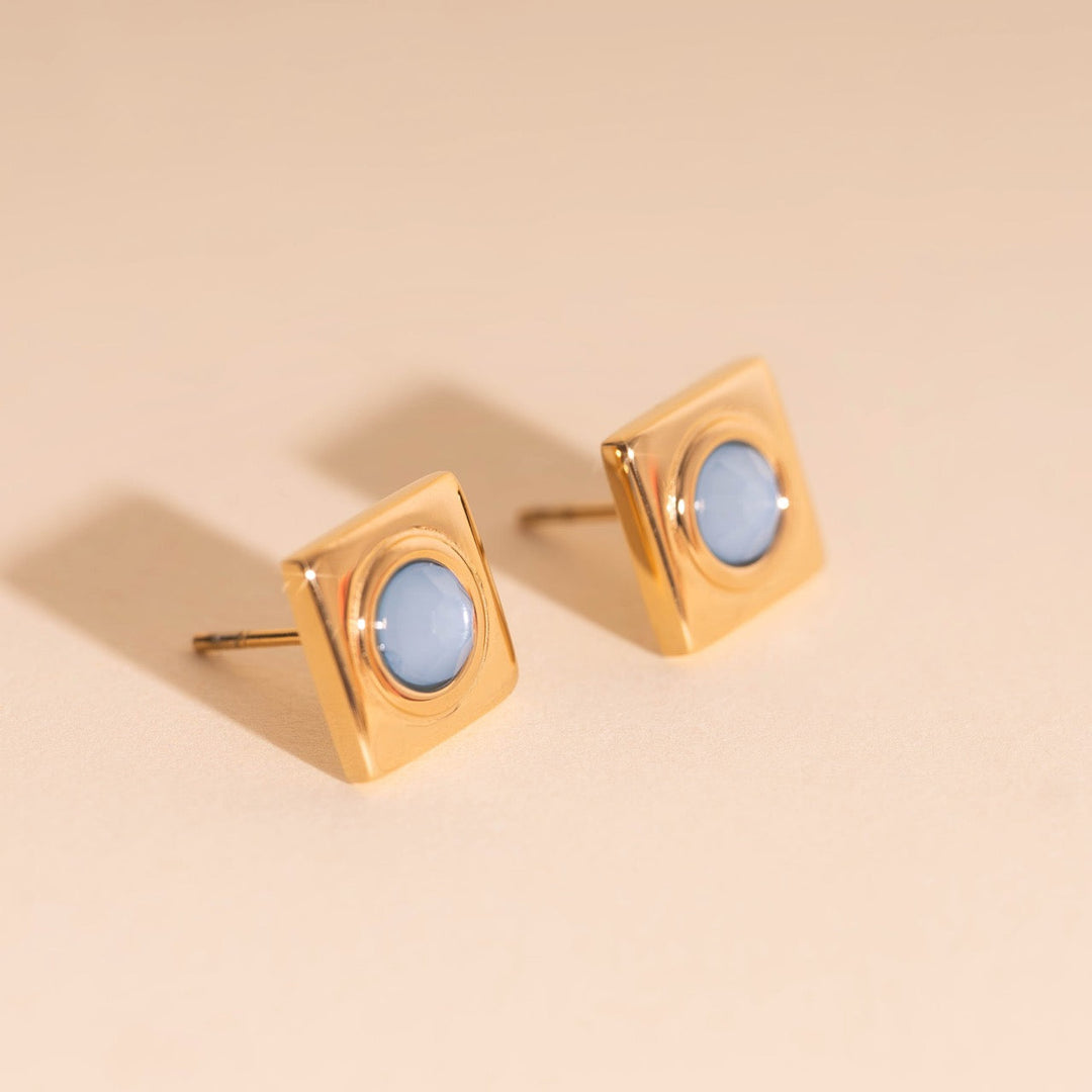 Square Stone Stud Earrings