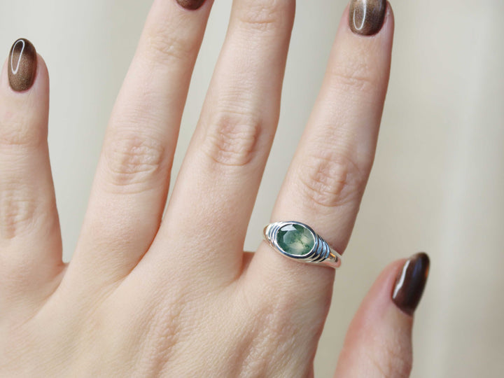 Pond Ring - Moss Agate