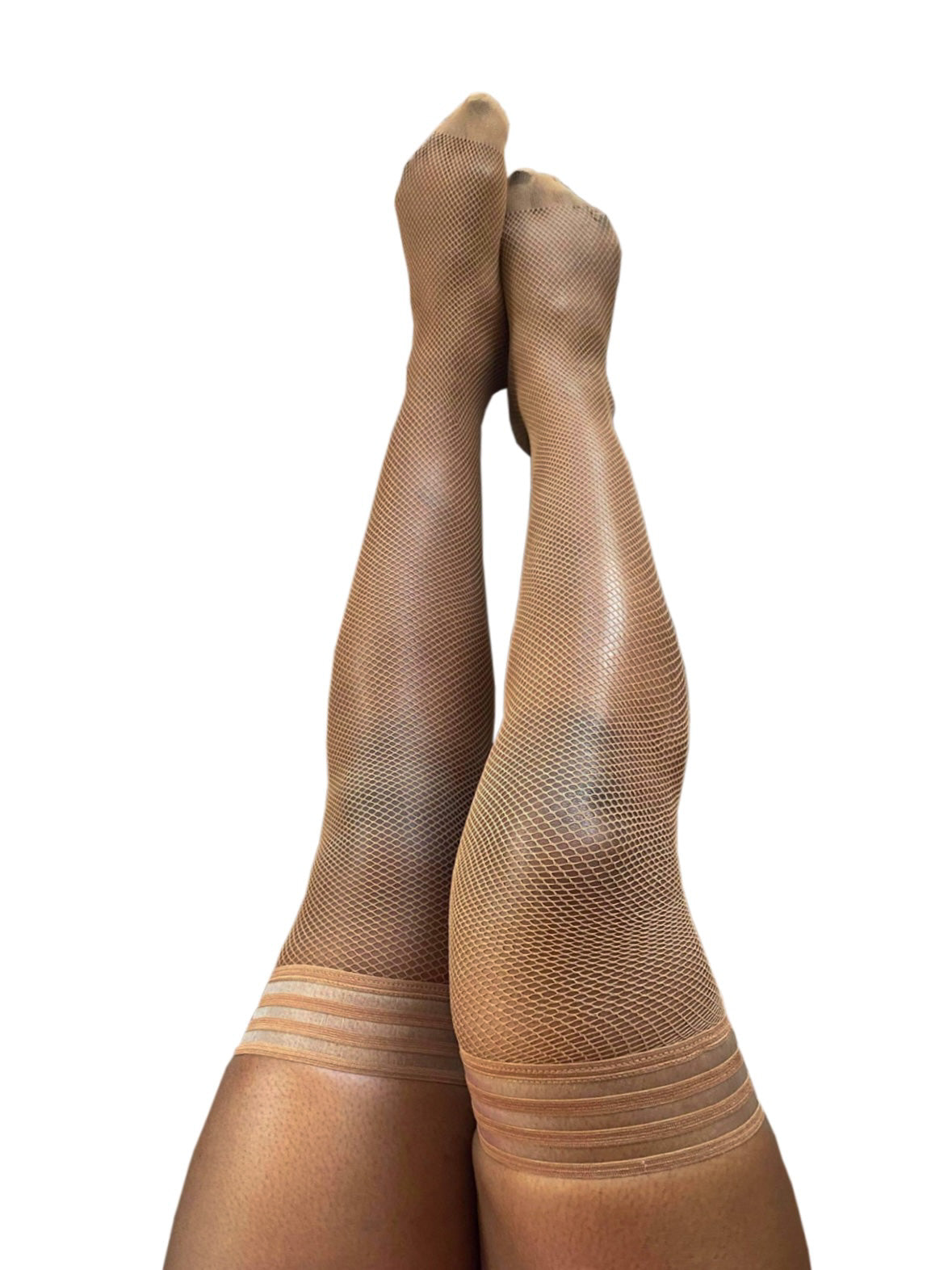 Andie Chocolate Fishnet Thigh Highs. Petite to Plus Size Altar PDX