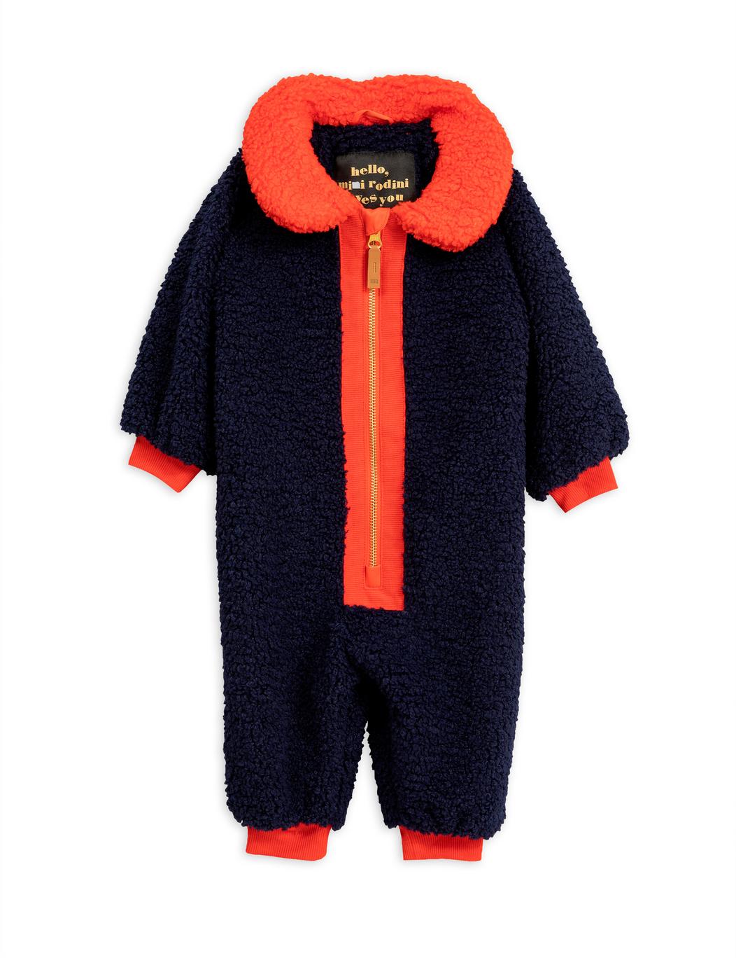 Faux Fur Baby Overall - Blue