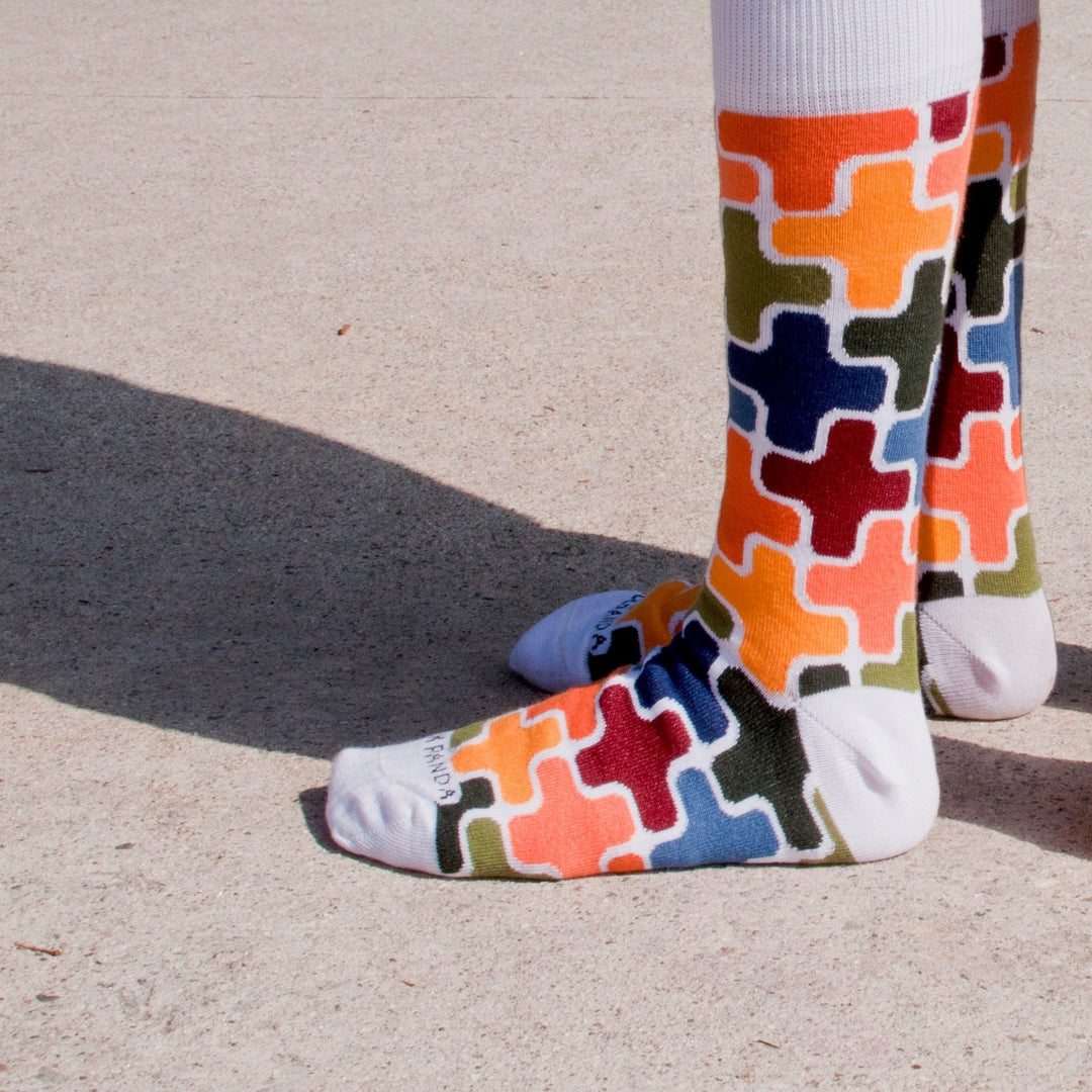 Colorful Puzzle Socks from the Sock Panda (Adult Small)
