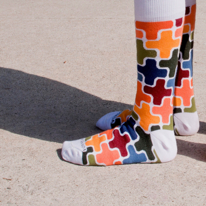 Colorful Puzzle Socks from the Sock Panda (Adult Small)