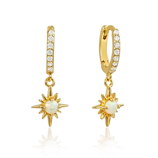 Savannah Opal Starburst Charm Huggie Earrings