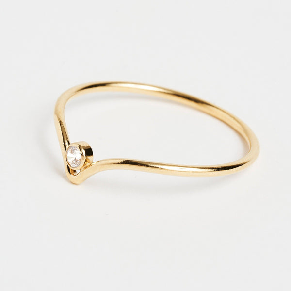 Chevron CZ Gold Curved Ring