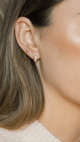 Irregular CZ Gold Huggie Earrings
