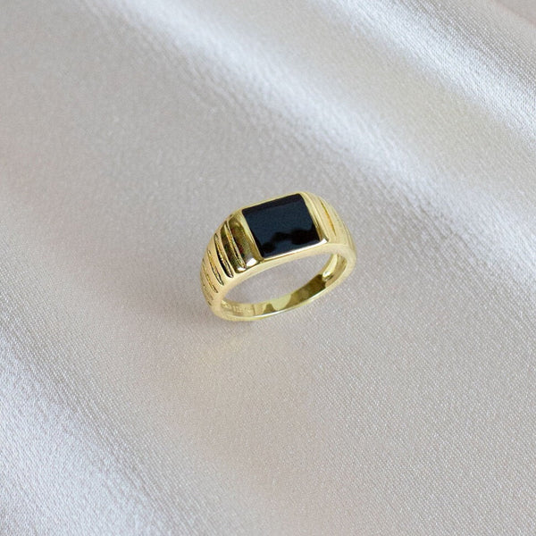 Black Enamel Signet Ring