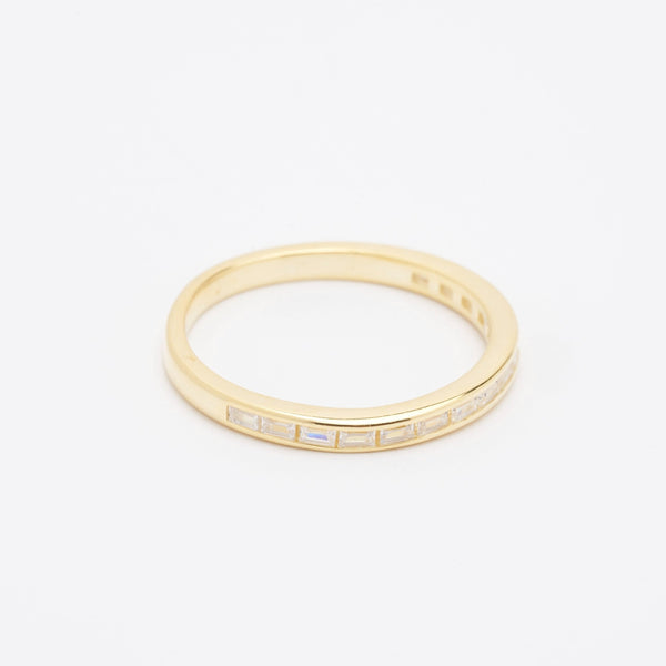 Phoebe Baguette CZ Gemstone Gold Band Ring
