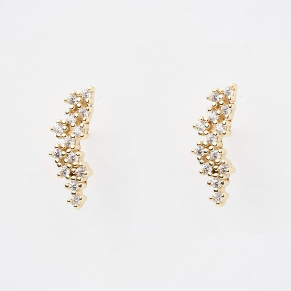 Daphne Cluster CZ Gold Stud Earrings