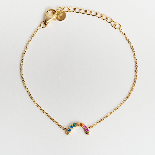 Tiny Rainbow 14k Gold Vermeil Bracelet