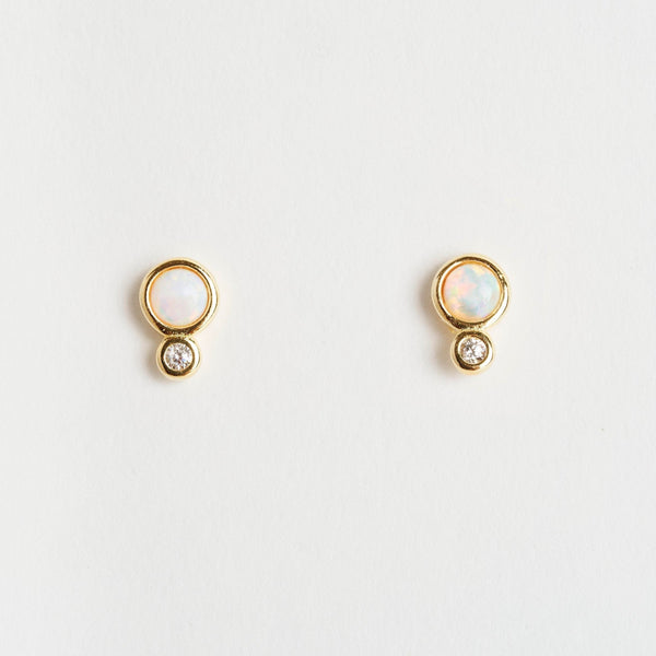 Double Circle Opal Stud Earrings