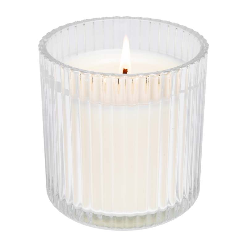 Cozy Season Fluted Soy Candle - Ribbed Glass Jar - 11 oz