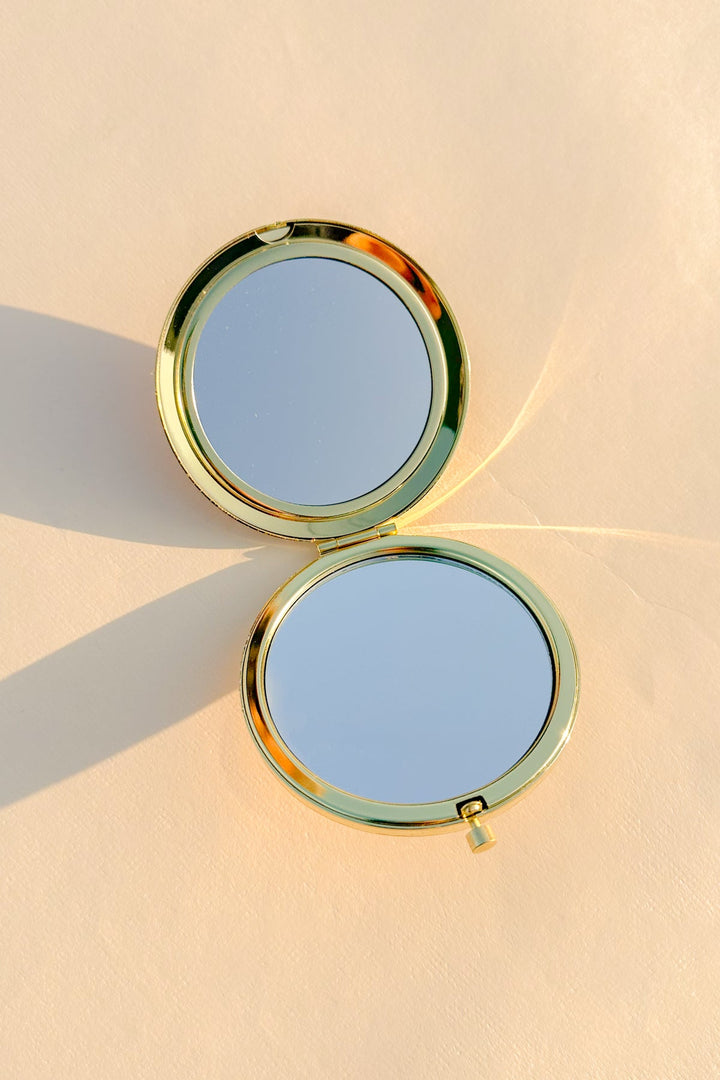Rainbow Eye Mirror Compact in Gold